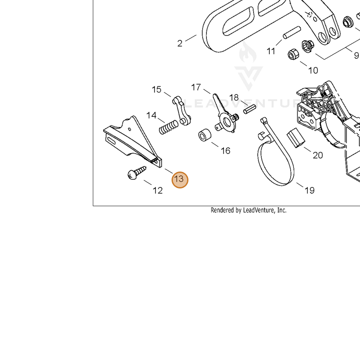 ECHO part 43331039130 — IPL diagram snippet (6x zoom, amber highlight)