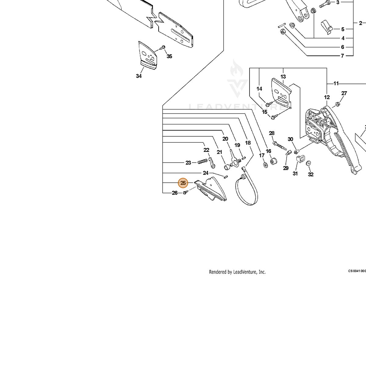 ECHO part 43331039330 — IPL diagram snippet (6x zoom, amber highlight)