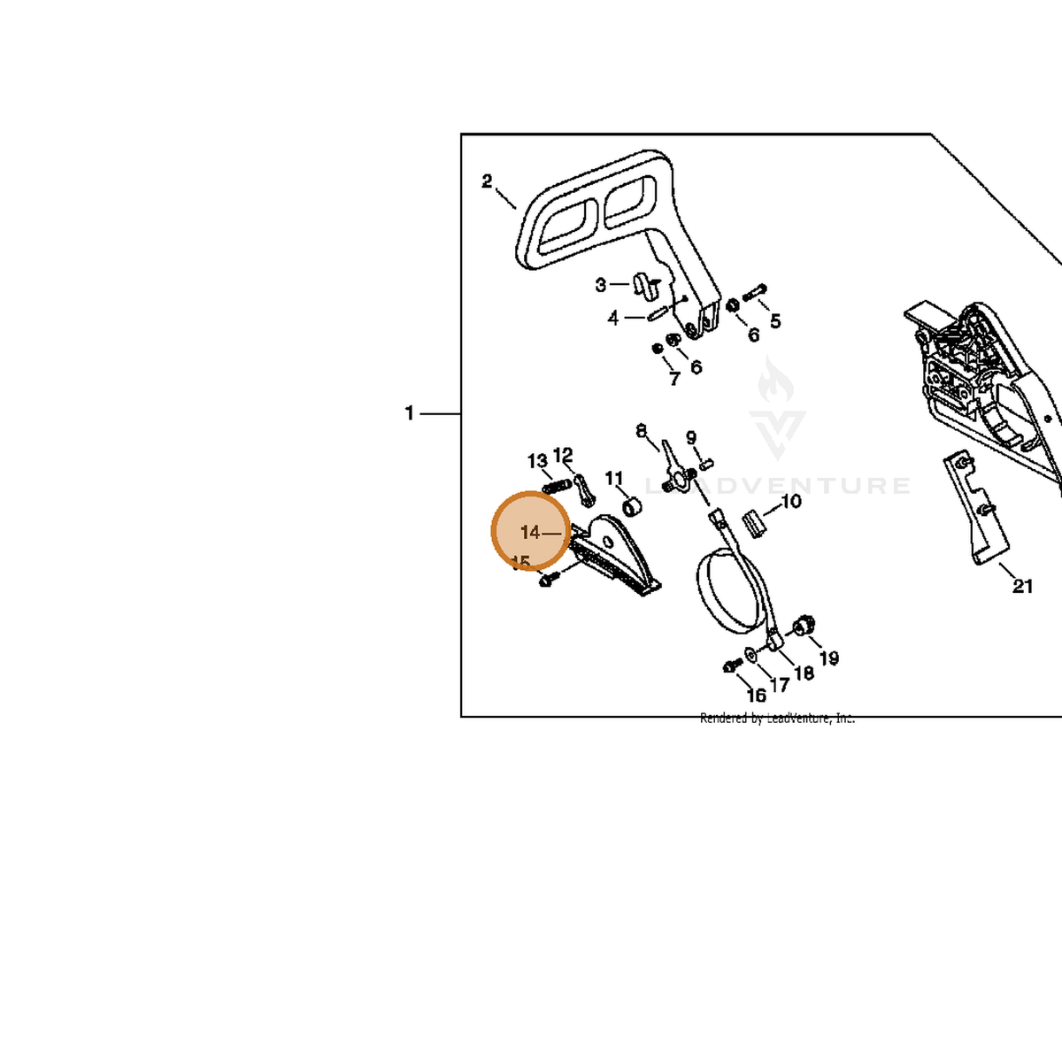ECHO part 43331060830 — IPL diagram snippet (6x zoom, amber highlight)