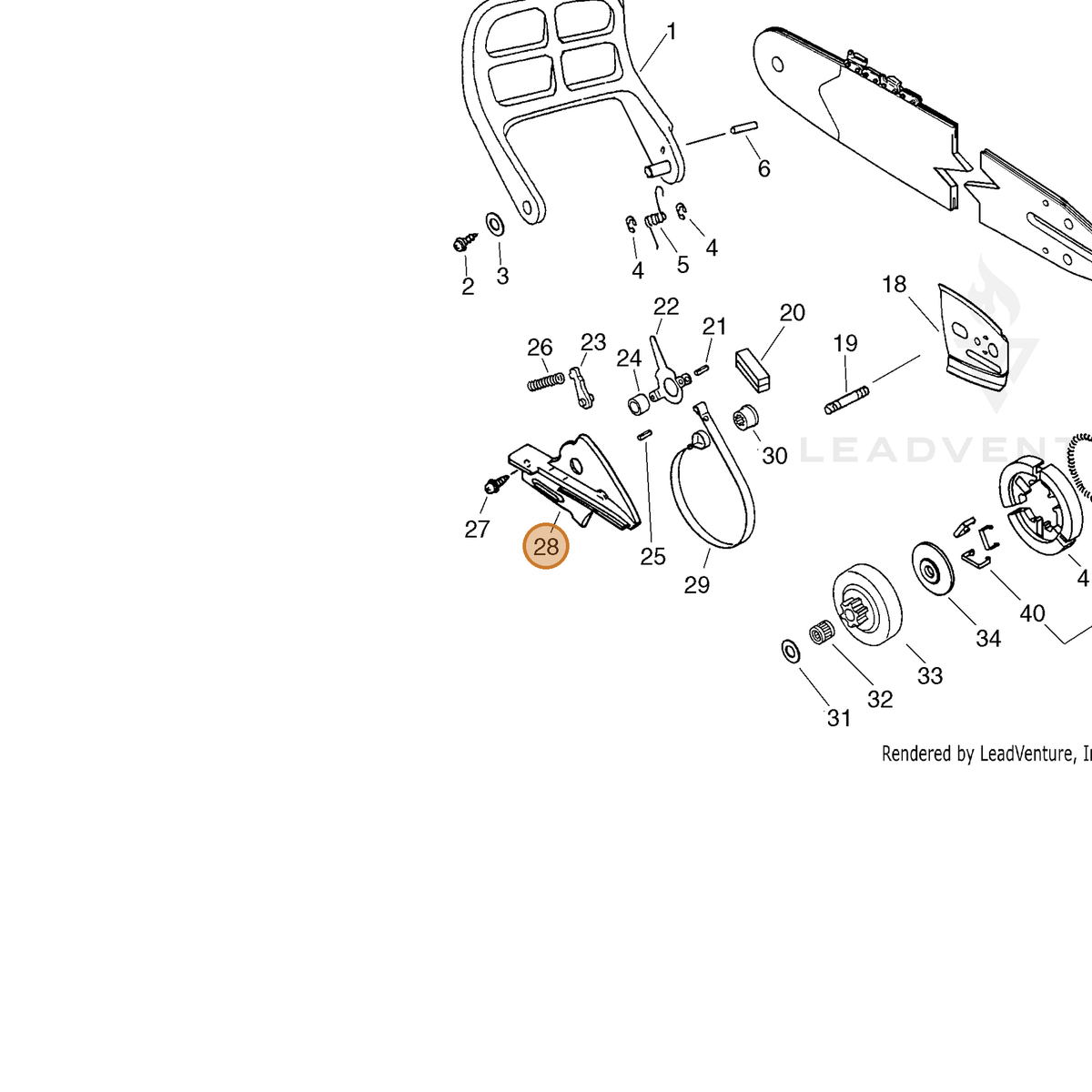 ECHO part 43331060930 — IPL diagram snippet (6x zoom, amber highlight)