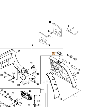 ECHO part 43331219930 — IPL diagram snippet (6x zoom, amber highlight)