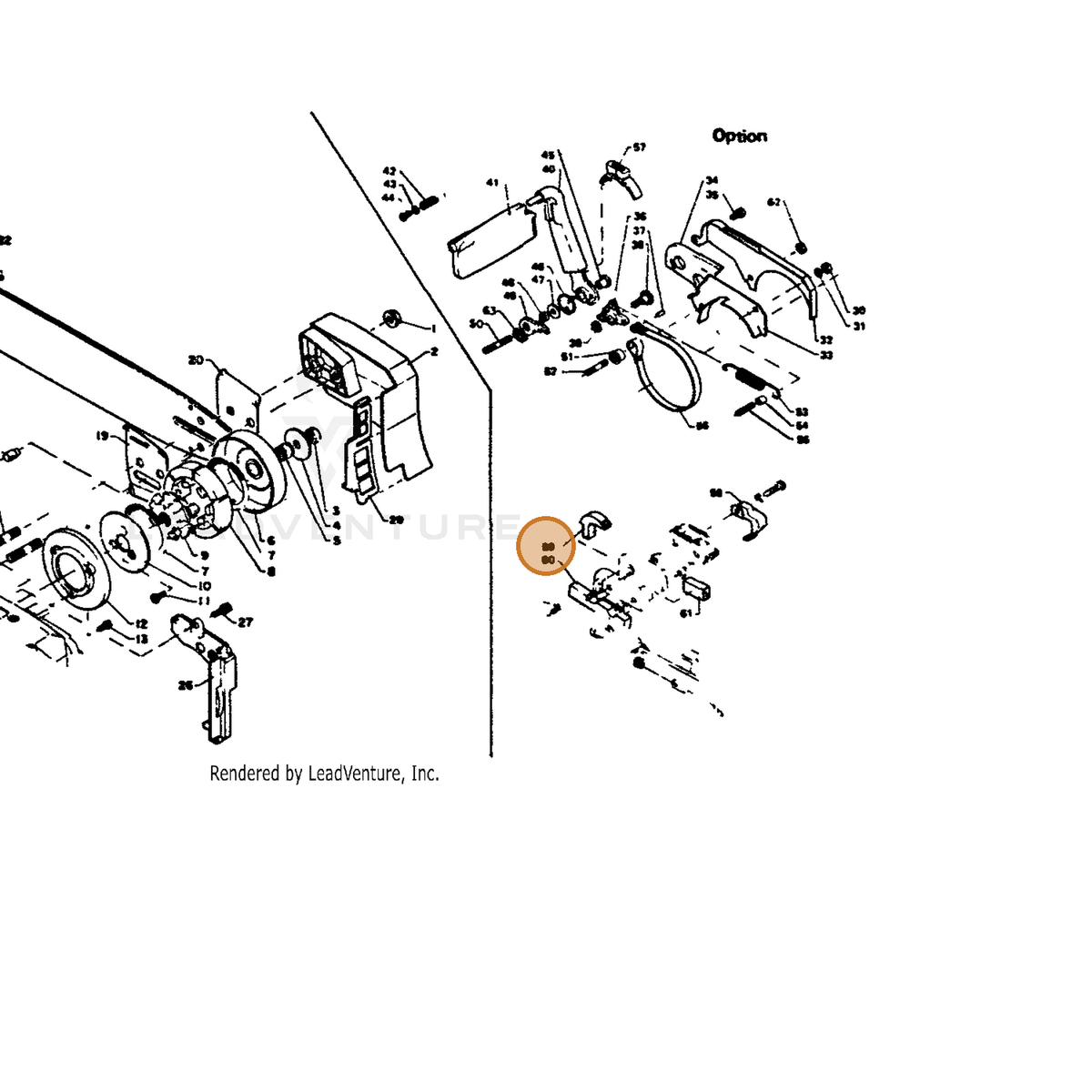ECHO part 43331412130 — IPL diagram snippet (6x zoom, amber highlight)