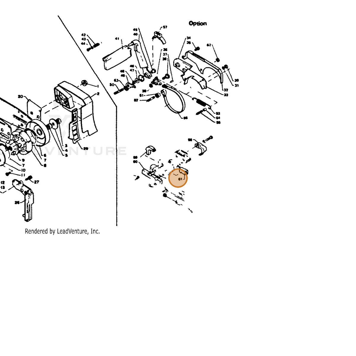 ECHO part 43331612130 — IPL diagram snippet (6x zoom, amber highlight)