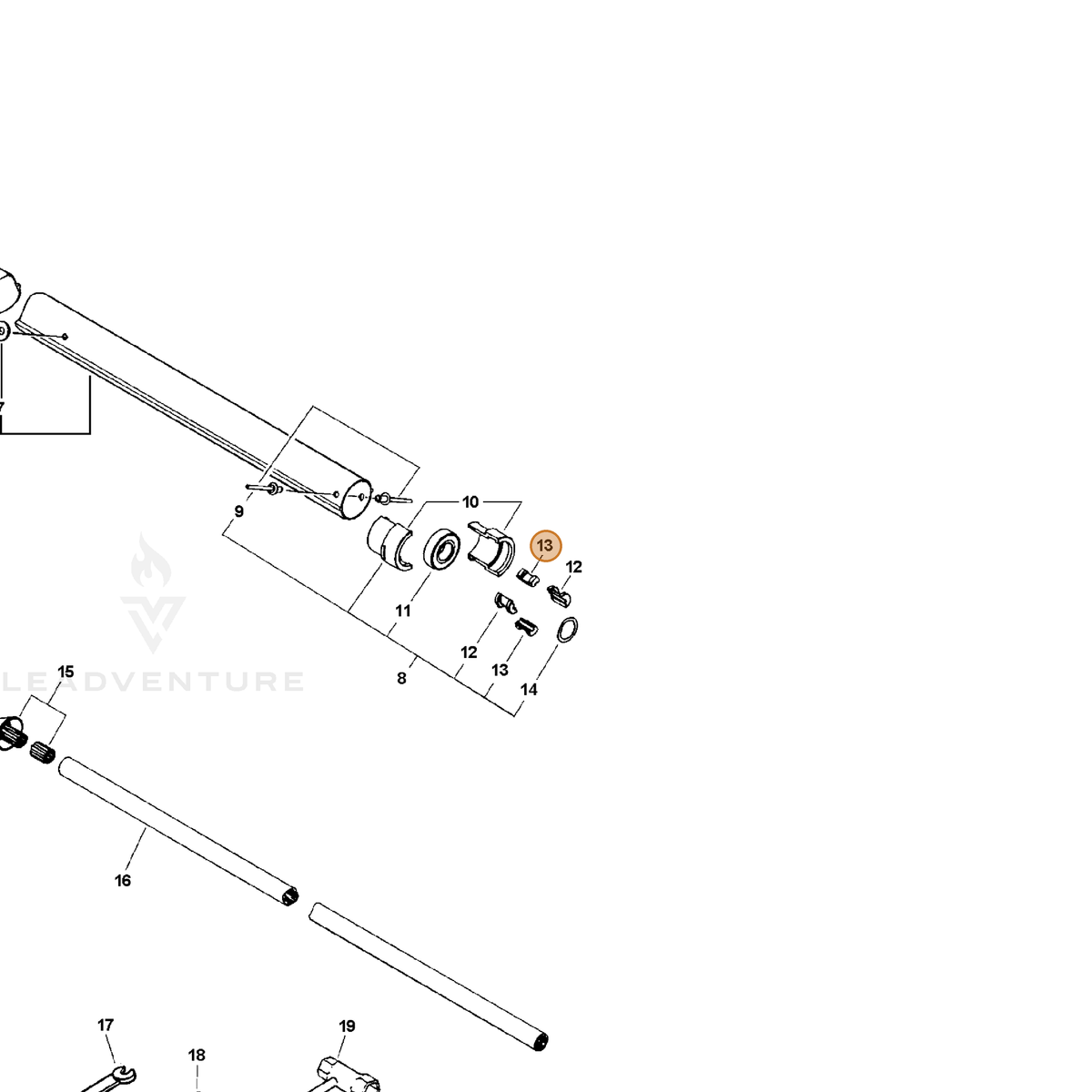 ECHO part 43334522460 — IPL diagram snippet (6x zoom, amber highlight)