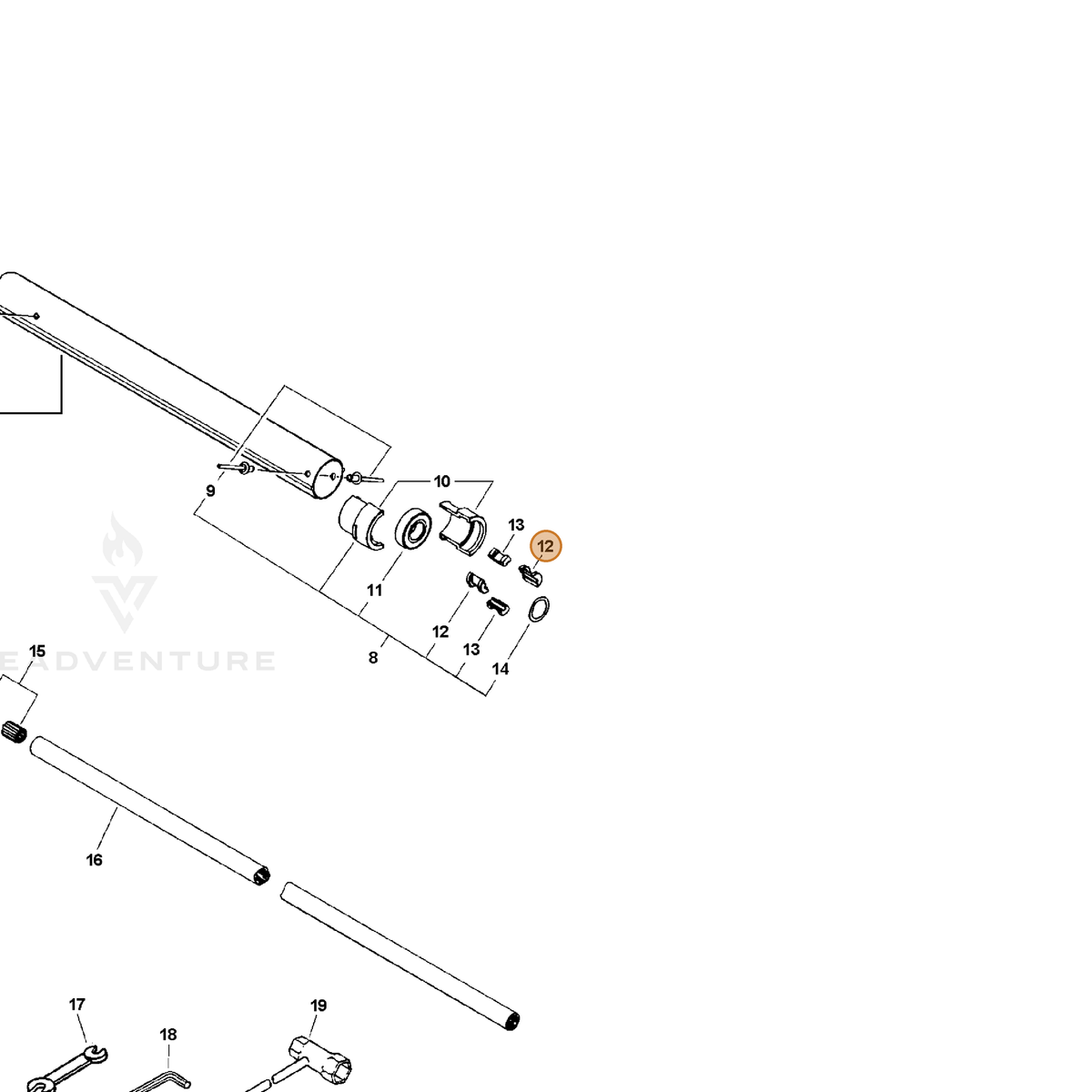 ECHO part 43334522560 — IPL diagram snippet (6x zoom, amber highlight)
