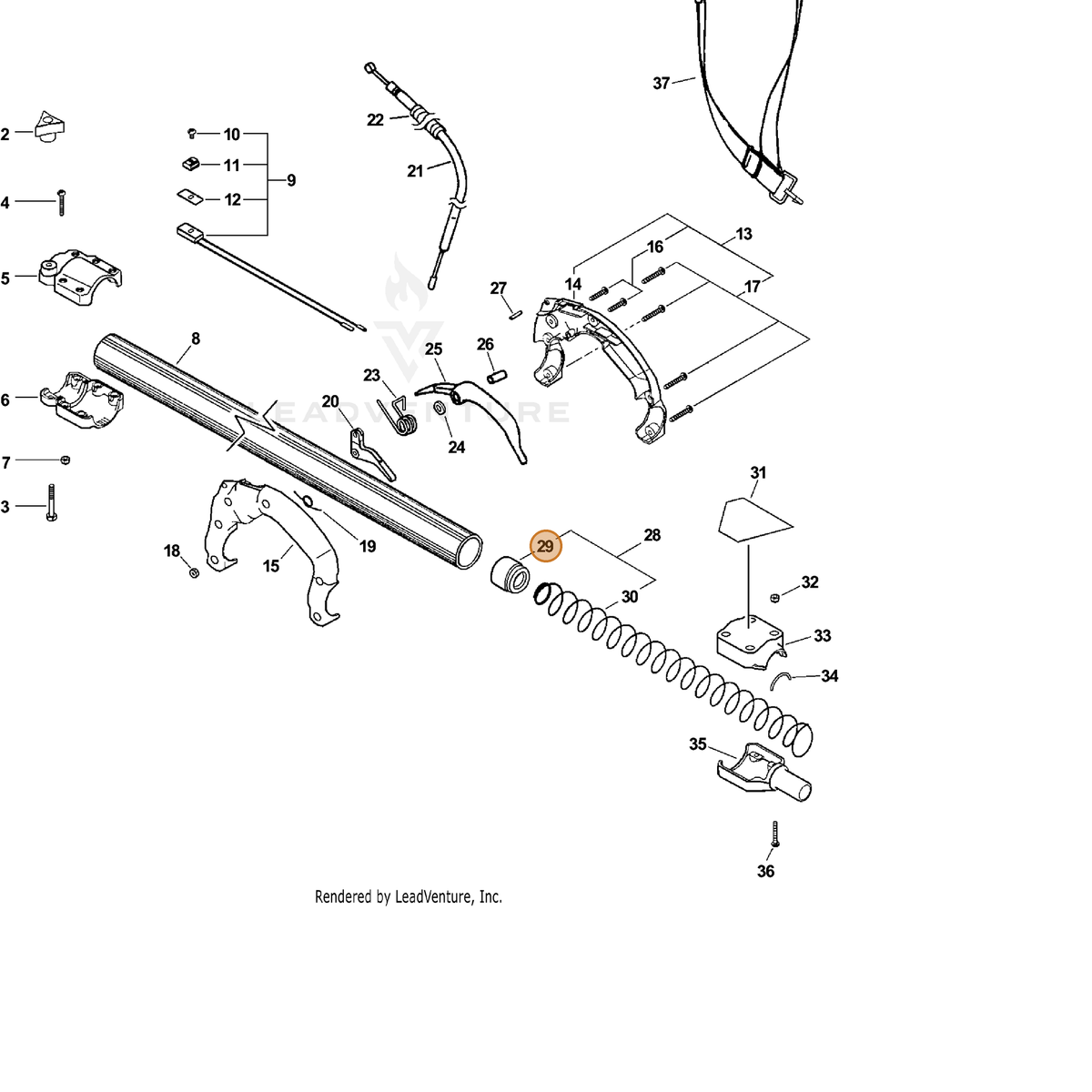 ECHO part 43334522660 — IPL diagram snippet (6x zoom, amber highlight)