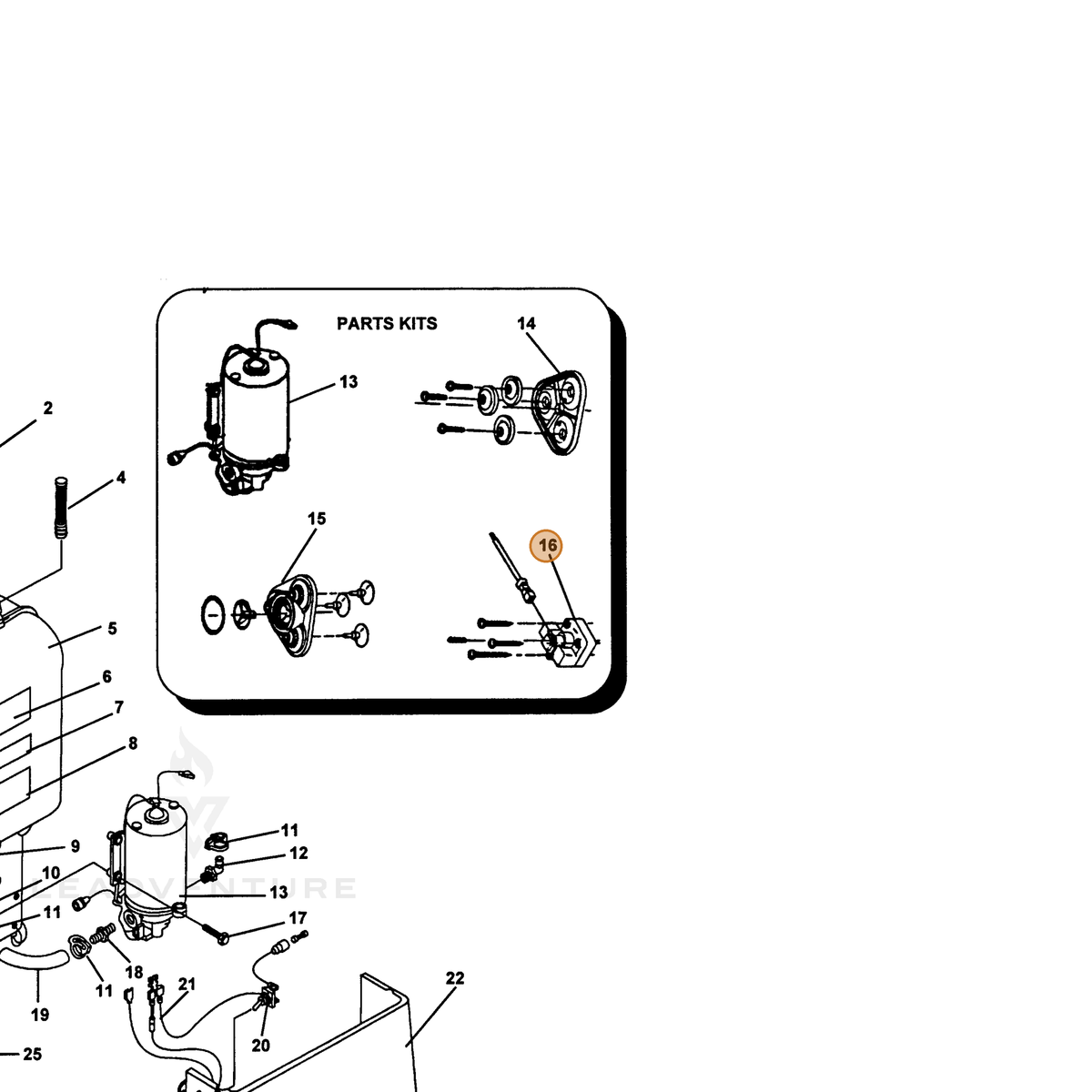 ECHO part 4337505 — IPL diagram snippet (6x zoom, amber highlight)