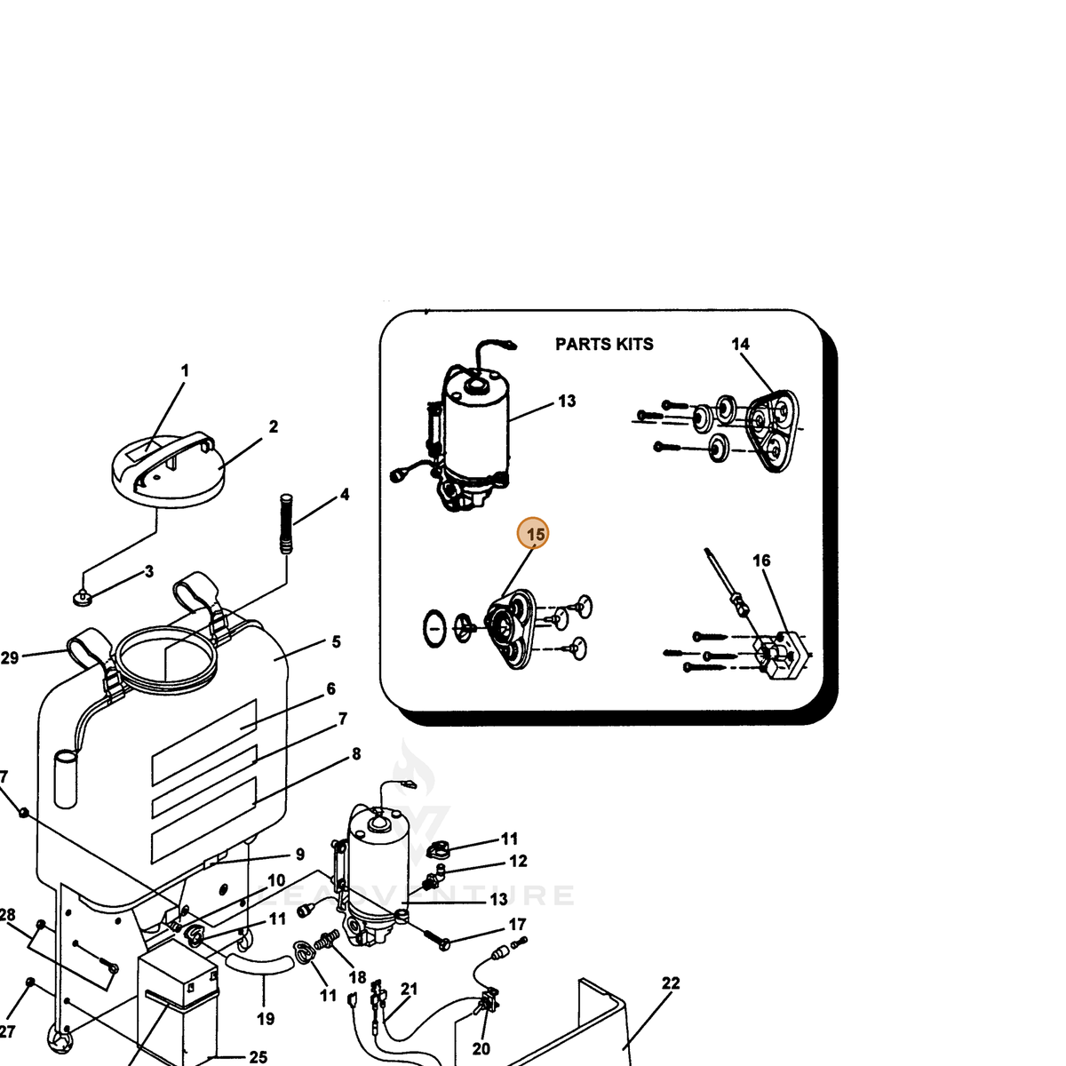 ECHO part 4339505 — IPL diagram snippet (6x zoom, amber highlight)