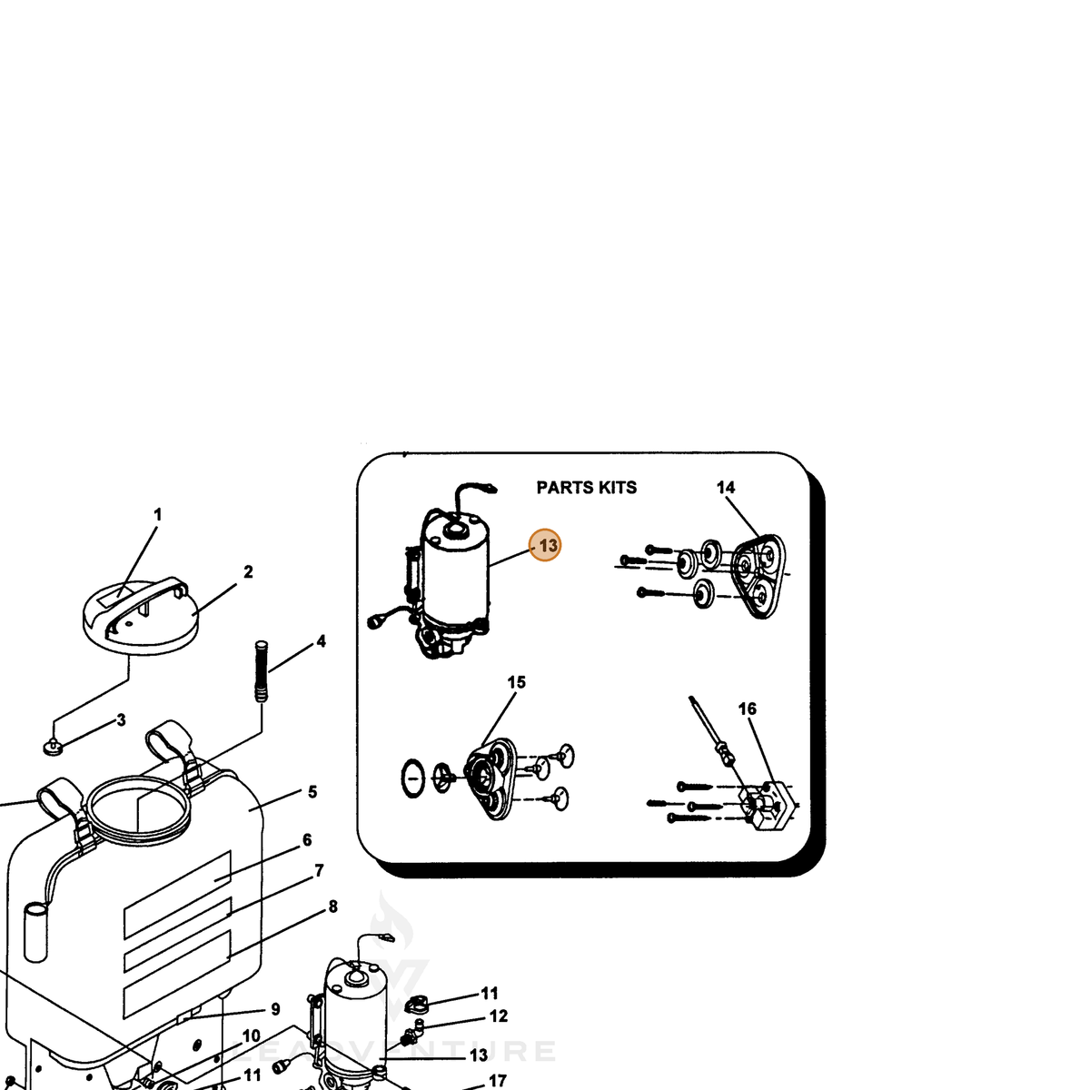ECHO part 4341236 — IPL diagram snippet (6x zoom, amber highlight)