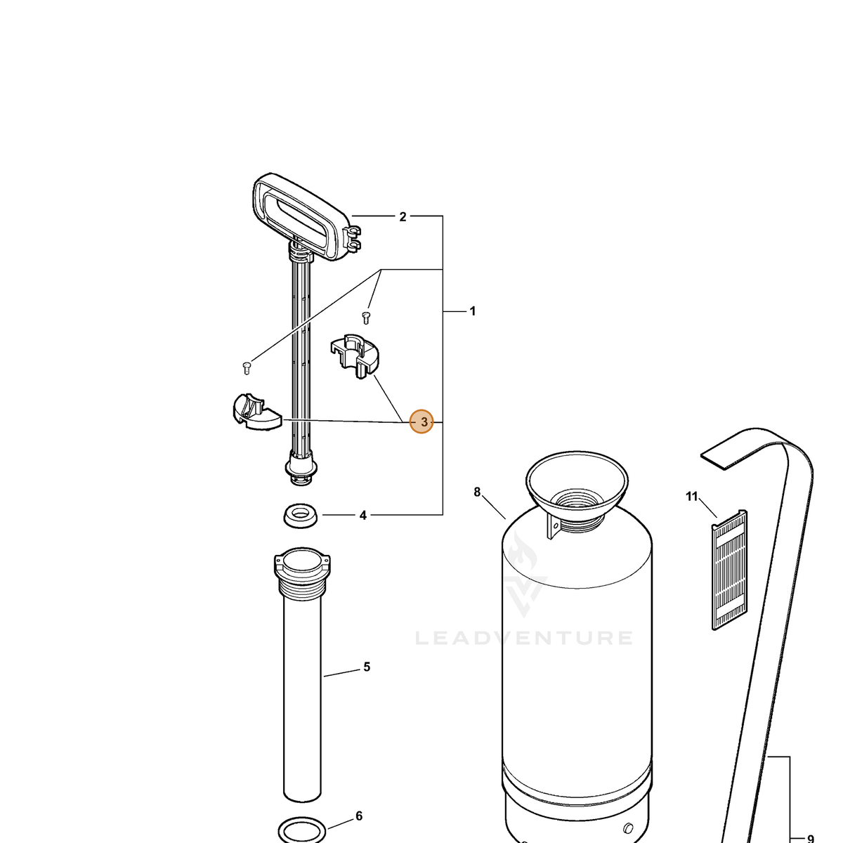 ECHO part 4357000 — IPL diagram snippet (6x zoom, amber highlight)