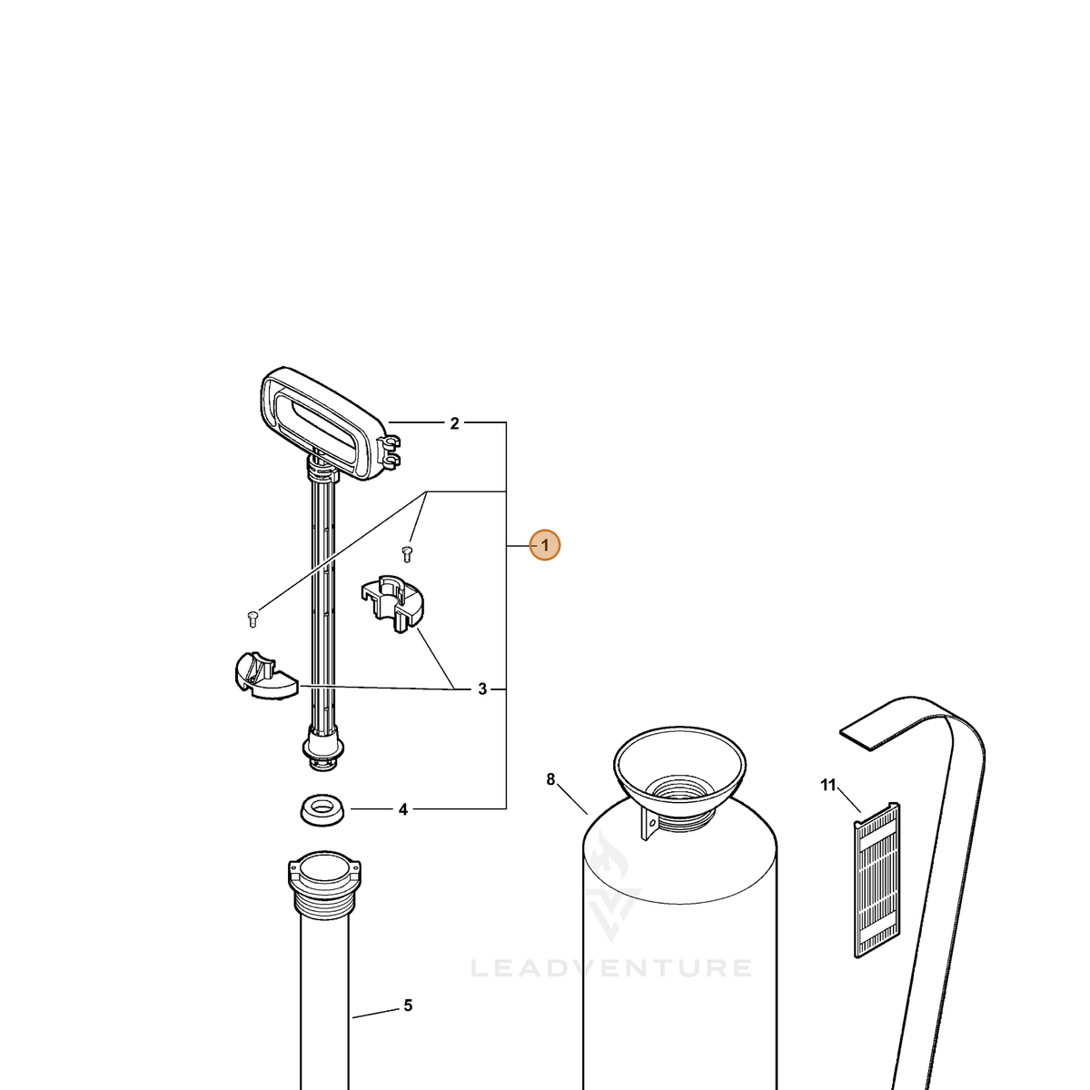 ECHO part 4360001 — IPL diagram snippet (6x zoom, amber highlight)