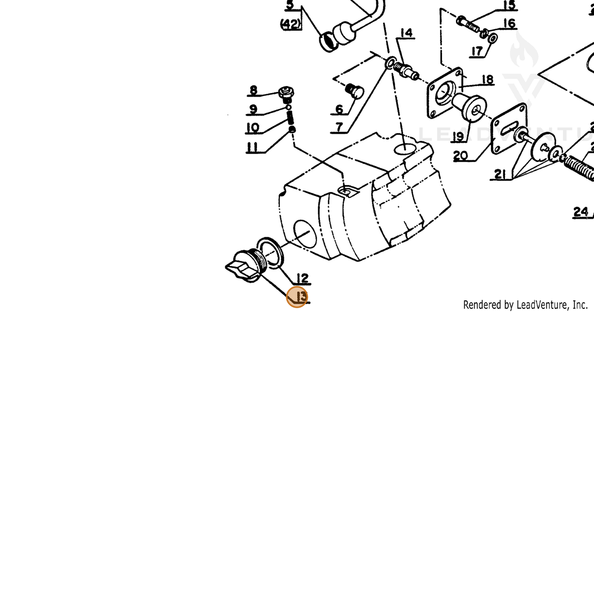 ECHO part 43600100330 — IPL diagram snippet (6x zoom, amber highlight)