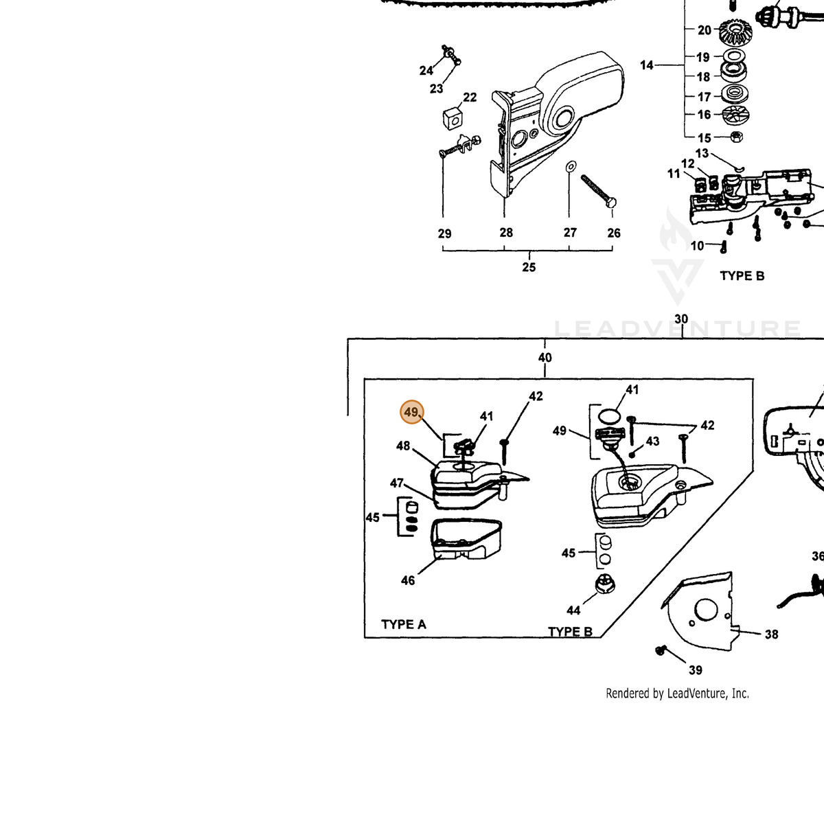 ECHO part 43600122060 — IPL diagram snippet (6x zoom, amber highlight)