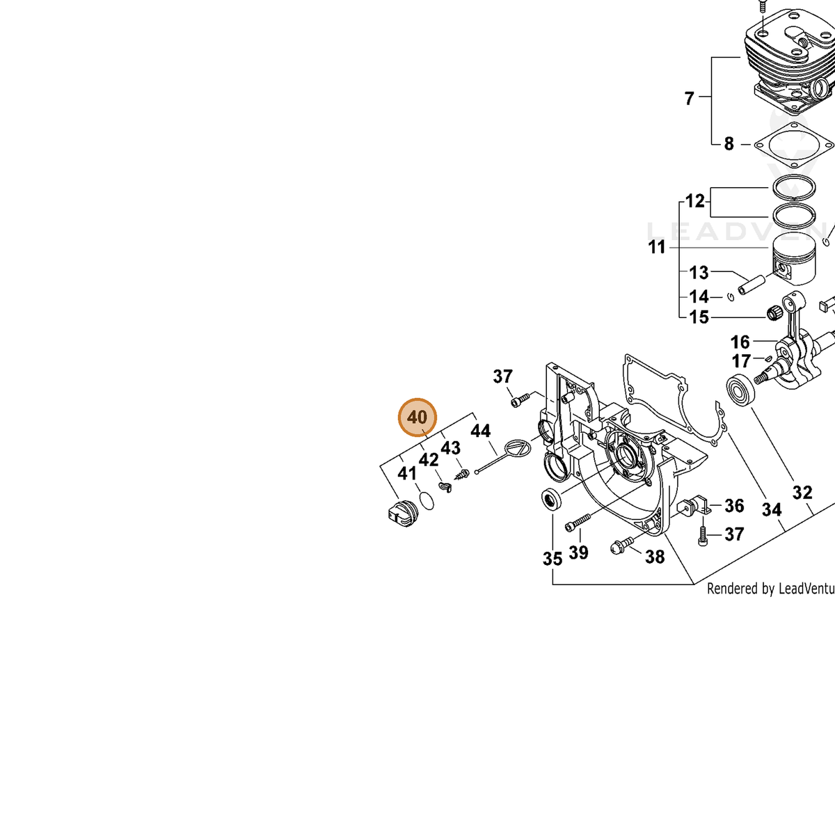 ECHO part 43600131730 — IPL diagram snippet (6x zoom, amber highlight)