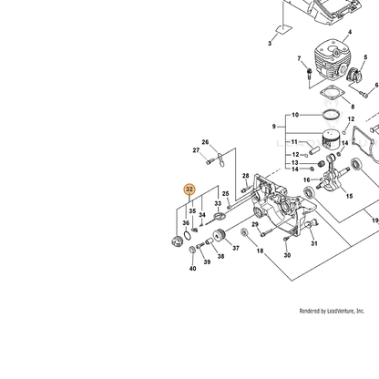 ECHO part 43600135934 — IPL diagram snippet (6x zoom, amber highlight)
