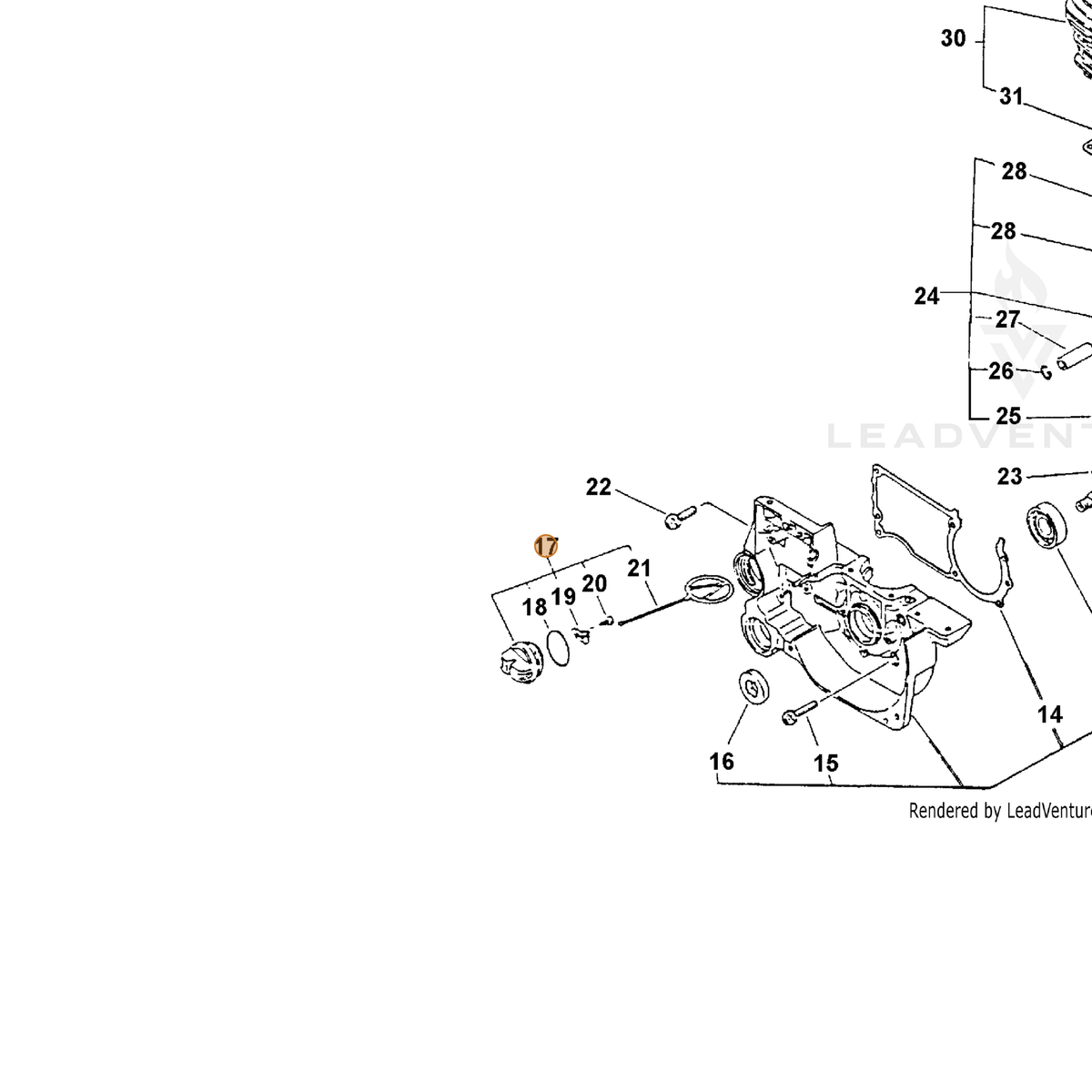 ECHO part 43600137933 — IPL diagram snippet (6x zoom, amber highlight)