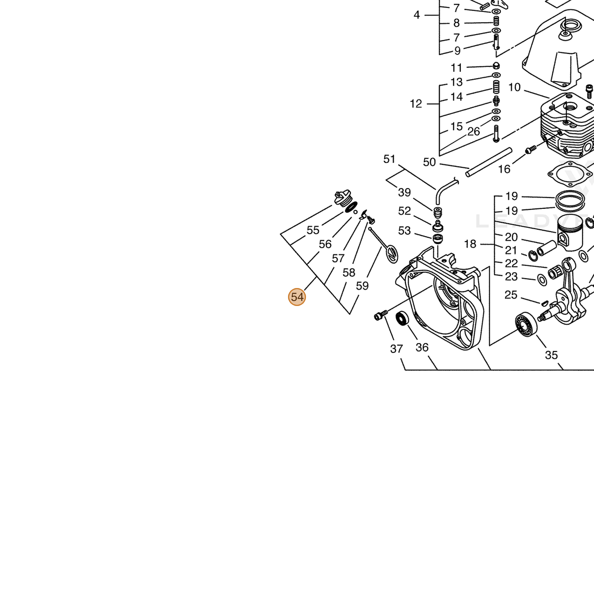 ECHO part 43600160730 — IPL diagram snippet (6x zoom, amber highlight)