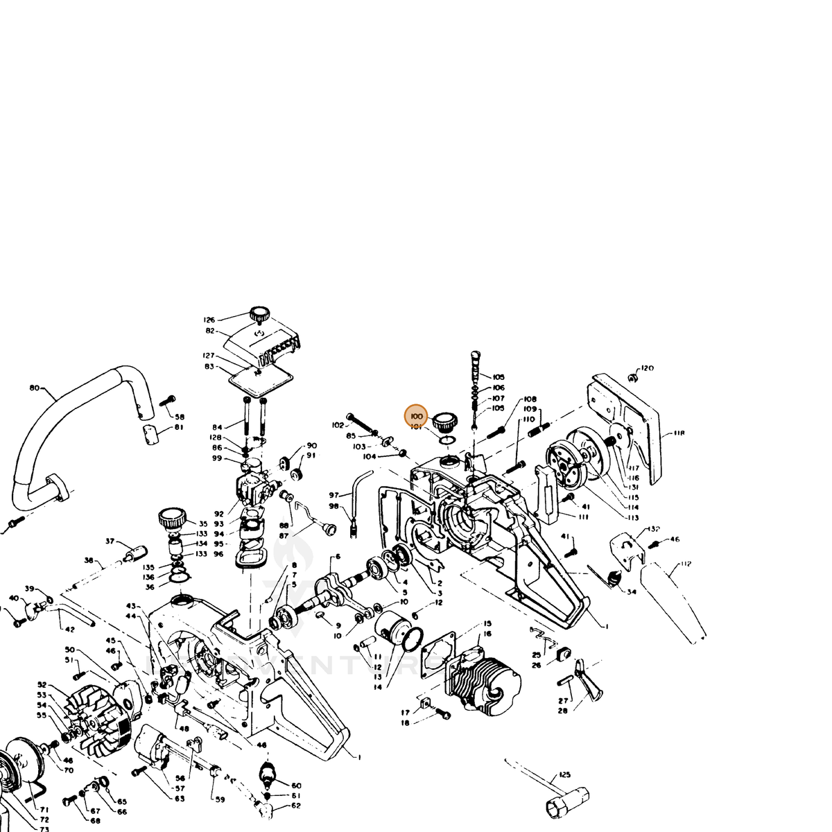 ECHO part 43600213530 — IPL diagram snippet (6x zoom, amber highlight)
