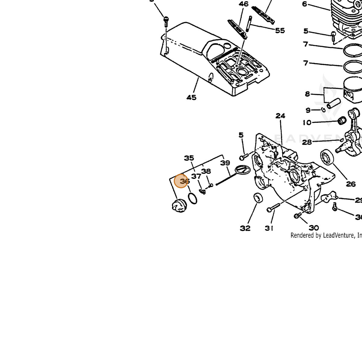 ECHO part 43601219830 — IPL diagram snippet (6x zoom, amber highlight)