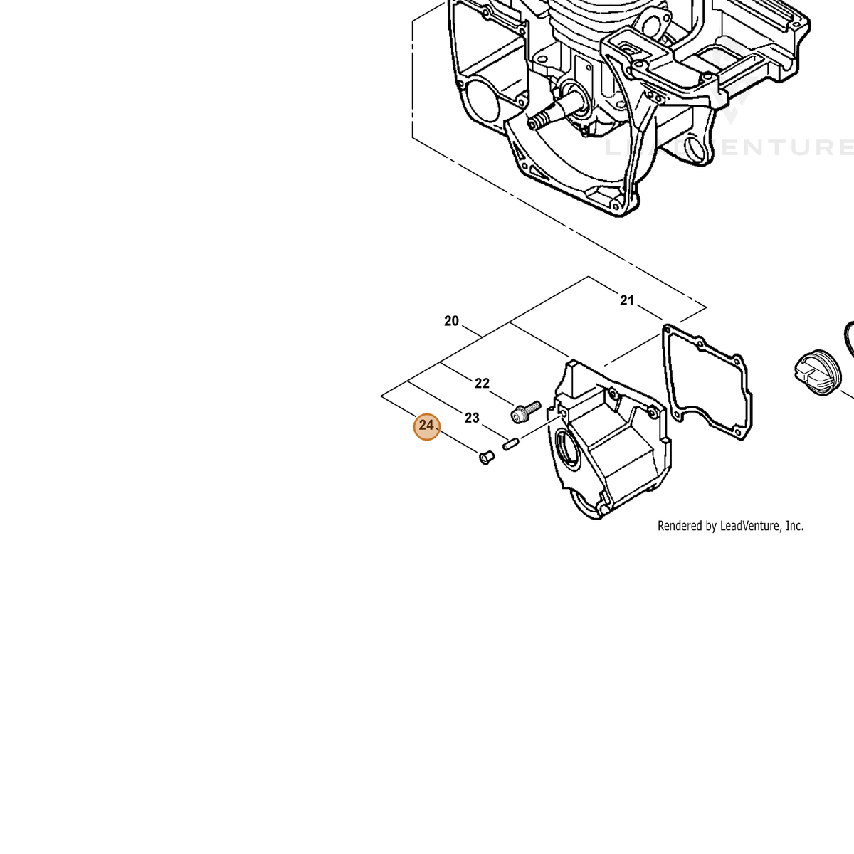 ECHO part 43601838330 — IPL diagram snippet (6x zoom, amber highlight)
