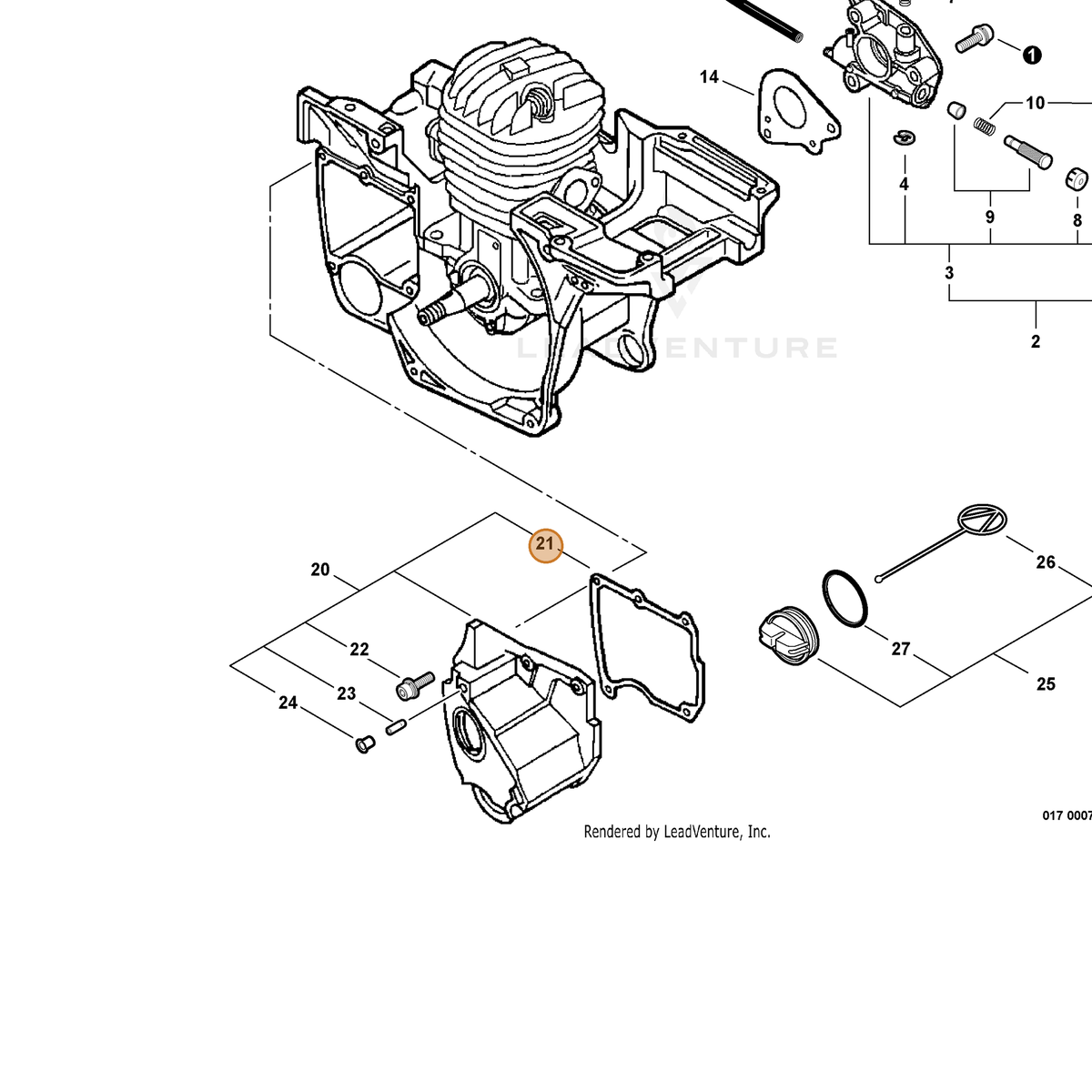 ECHO part 43601938330 — IPL diagram snippet (6x zoom, amber highlight)