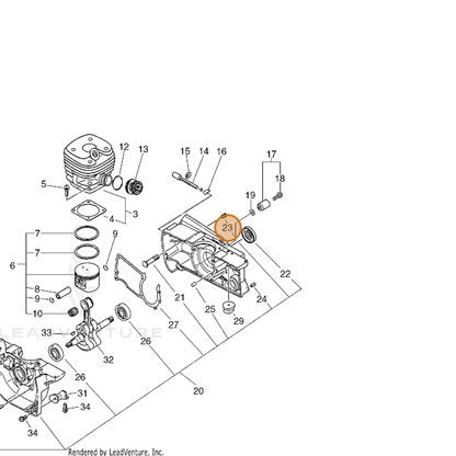 ECHO part 43611437830 — IPL diagram snippet (6x zoom, amber highlight)