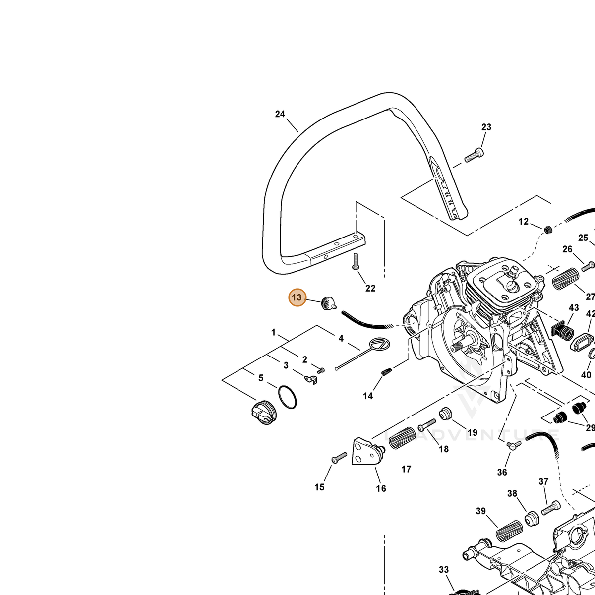 ECHO part 43620514730 — IPL diagram snippet (6x zoom, amber highlight)