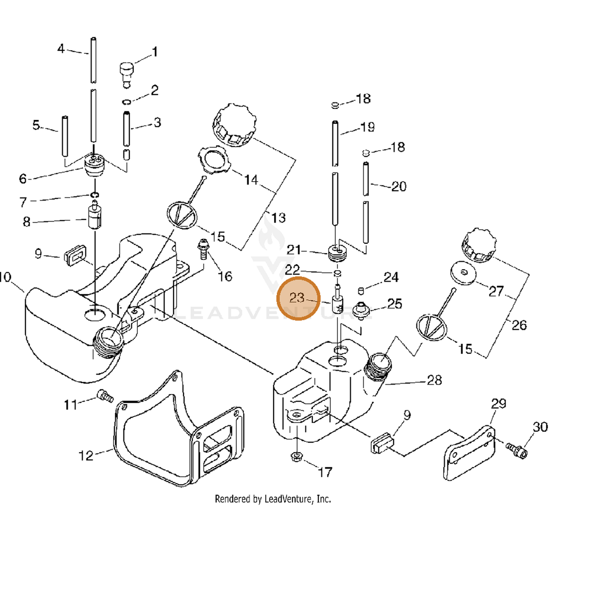 ECHO part 43620550430 — IPL diagram snippet (6x zoom, amber highlight)