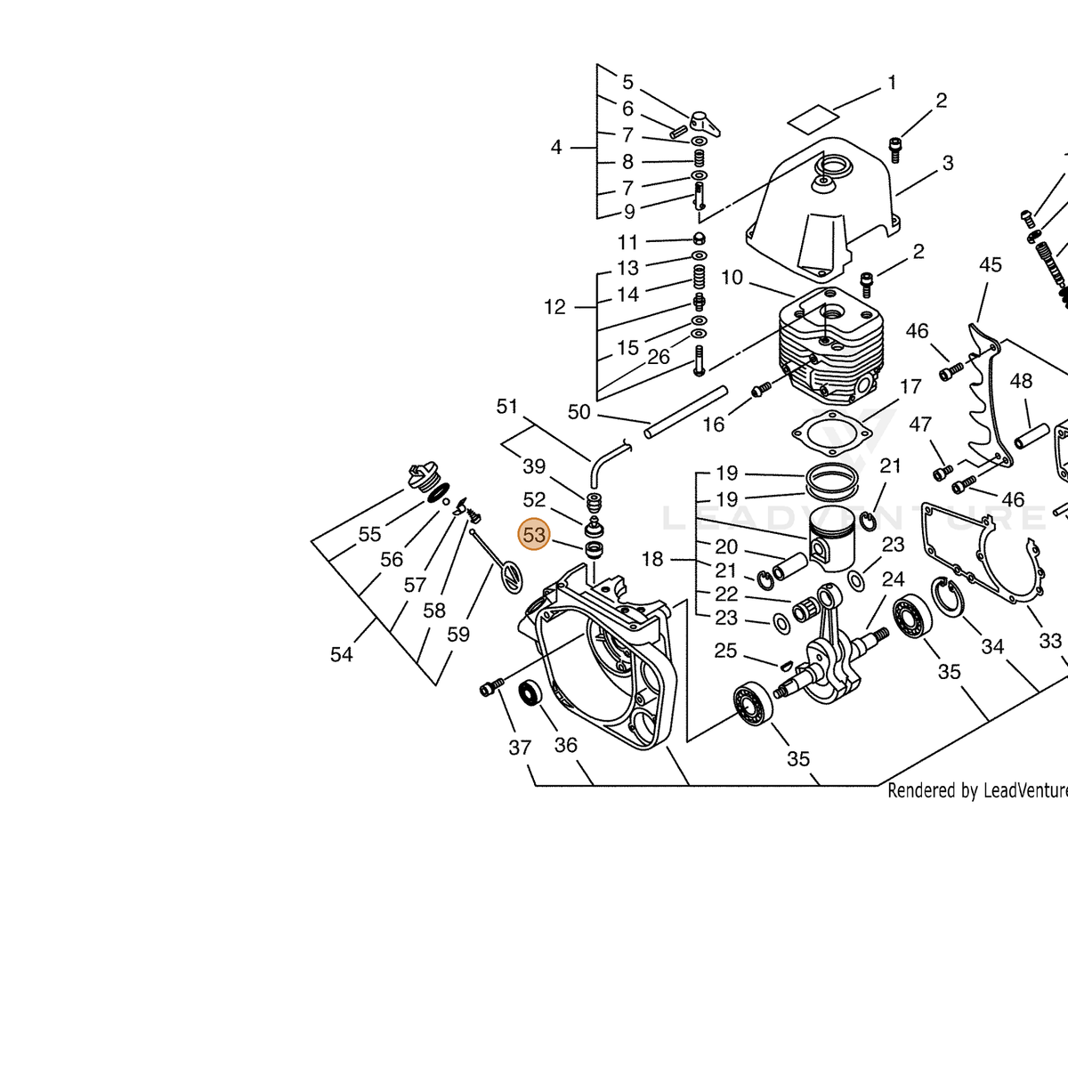 ECHO part 43621216431 — IPL diagram snippet (6x zoom, amber highlight)