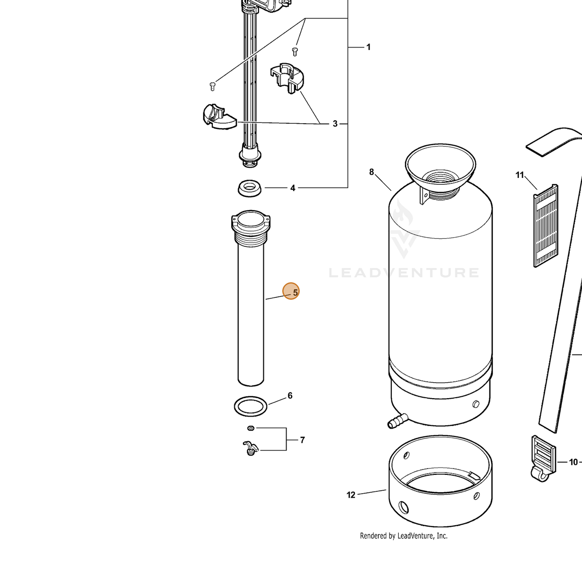 ECHO part 4363000 — IPL diagram snippet (6x zoom, amber highlight)