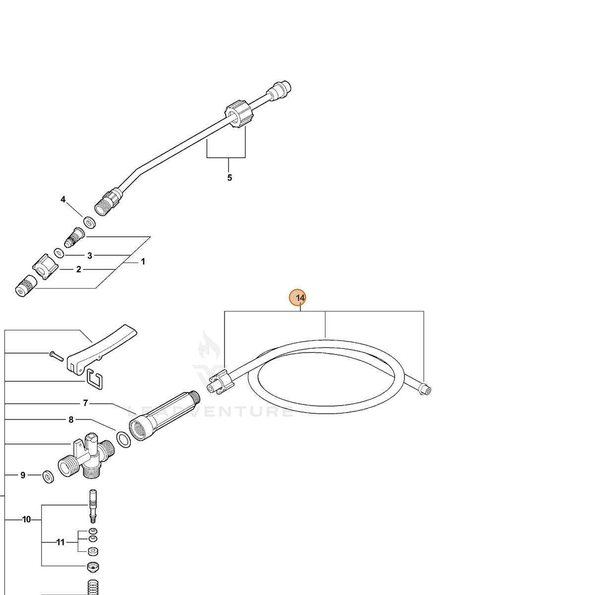 ECHO part 4364000 — IPL diagram snippet (6x zoom, amber highlight)