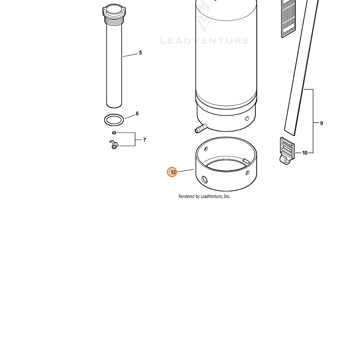 ECHO part 4365000 — IPL diagram snippet (6x zoom, amber highlight)