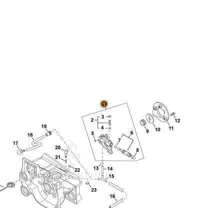 ECHO part 43700237530 — IPL diagram snippet (6x zoom, amber highlight)
