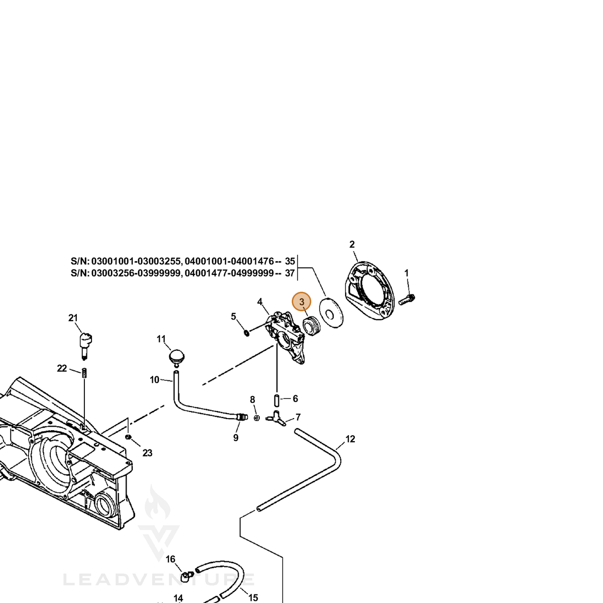 ECHO part 43700419931 — IPL diagram snippet (6x zoom, amber highlight)