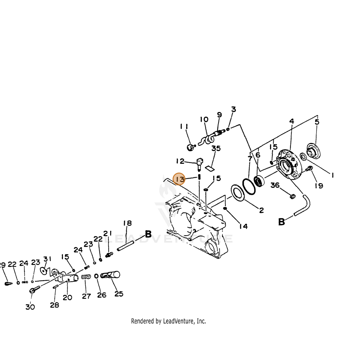 ECHO part 43701519830 — IPL diagram snippet (6x zoom, amber highlight)