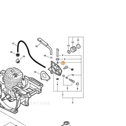 ECHO part 43701537330 — IPL diagram snippet (6x zoom, amber highlight)