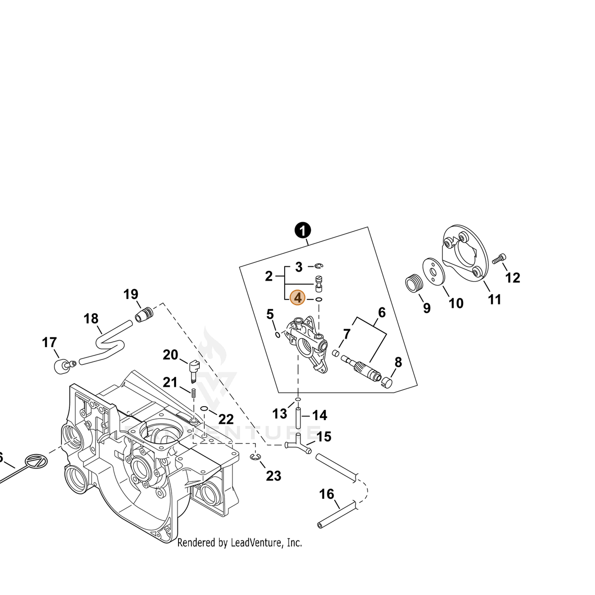 ECHO part 43703019830 — IPL diagram snippet (6x zoom, amber highlight)