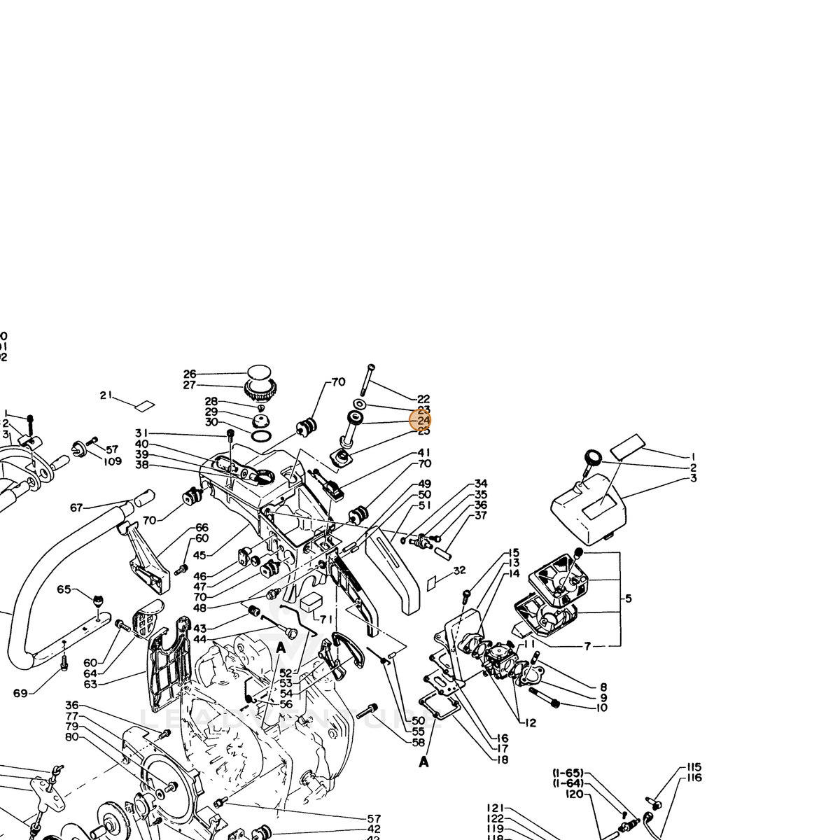 ECHO part 43703916131 — IPL diagram snippet (6x zoom, amber highlight)