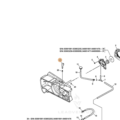 ECHO part 43703937630 — IPL diagram snippet (6x zoom, amber highlight)