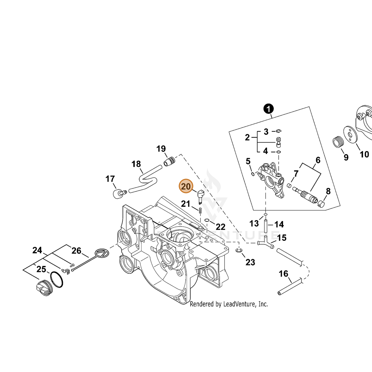 ECHO part 43703938730 — IPL diagram snippet (6x zoom, amber highlight)