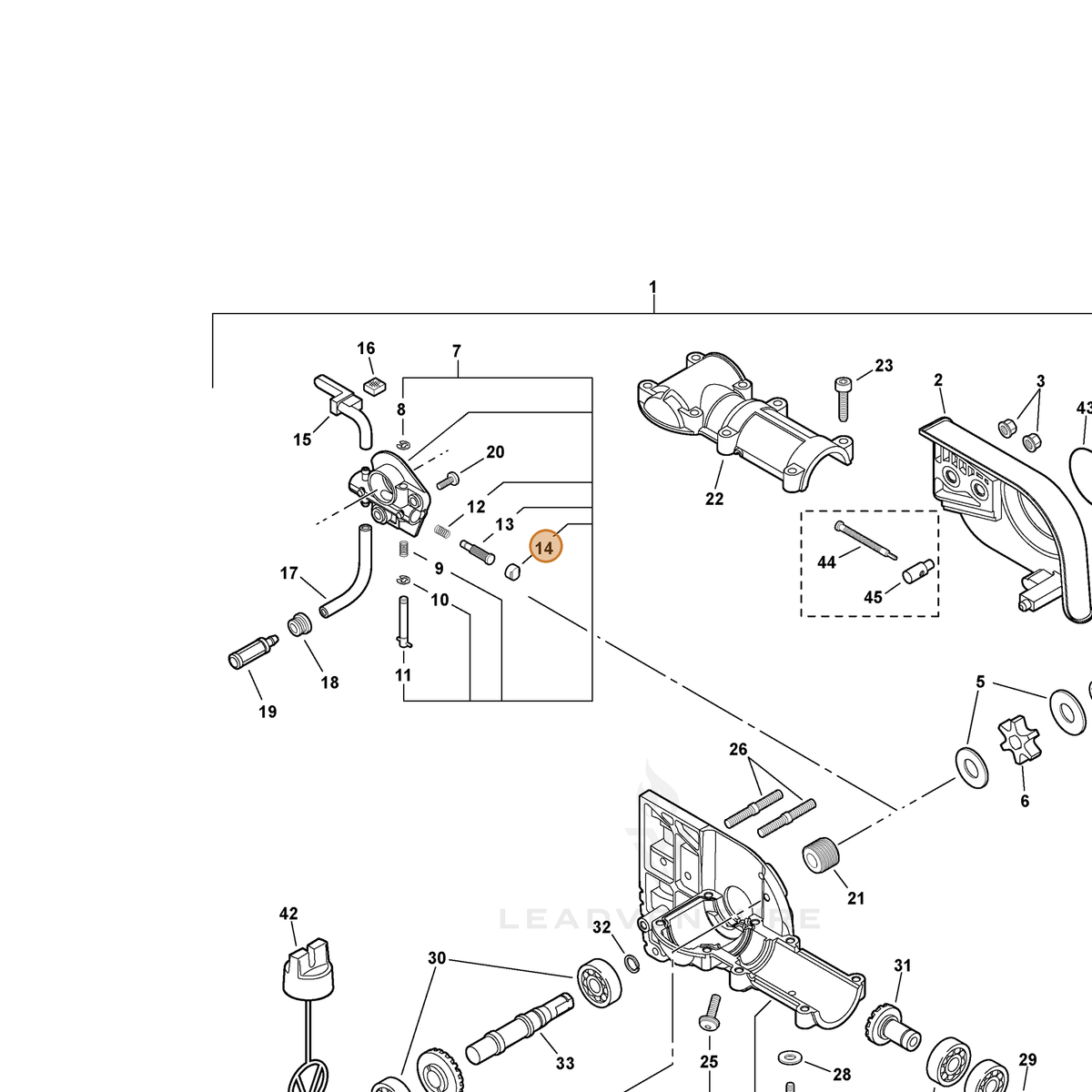 ECHO part 43706237330 — IPL diagram snippet (6x zoom, amber highlight)