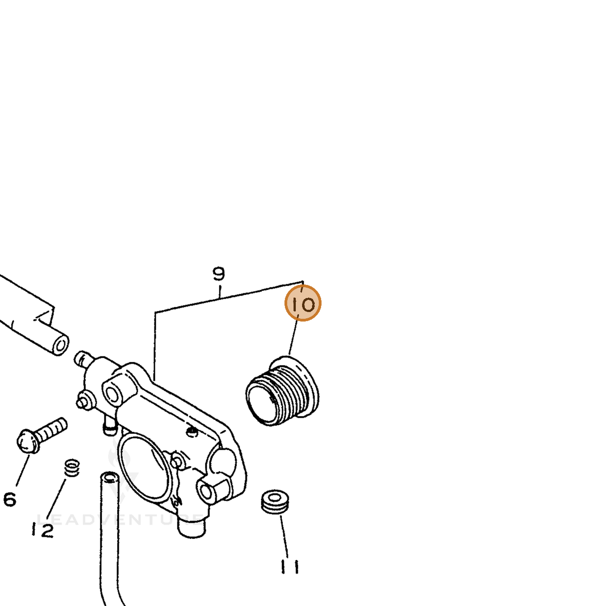 ECHO part 43706337330 — IPL diagram snippet (6x zoom, amber highlight)