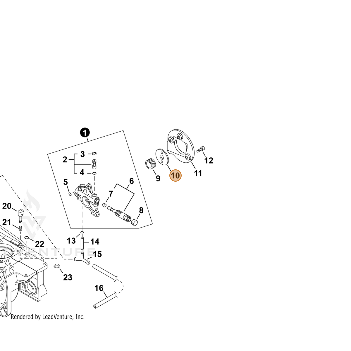ECHO part 43706630831 — IPL diagram snippet (6x zoom, amber highlight)