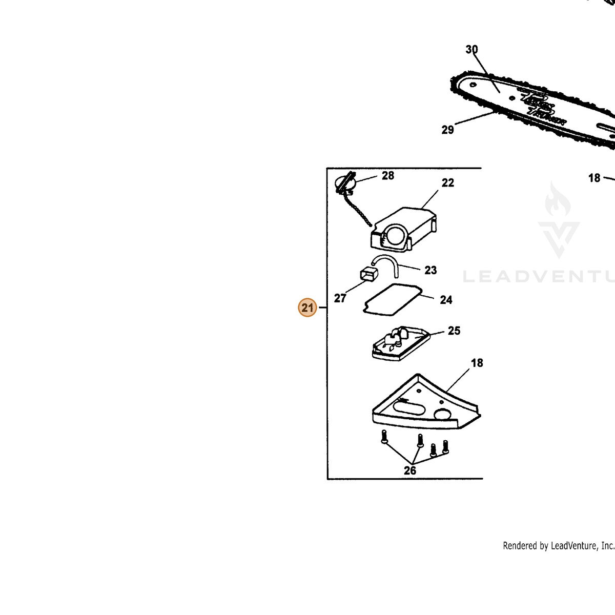 ECHO part 43710022060 — IPL diagram snippet (6x zoom, amber highlight)