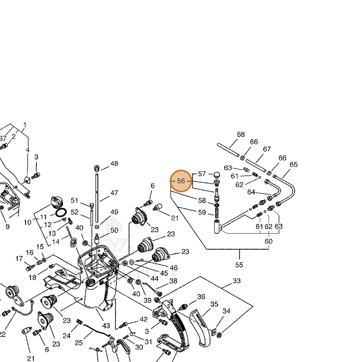 ECHO part 43710114730 — IPL diagram snippet (6x zoom, amber highlight)