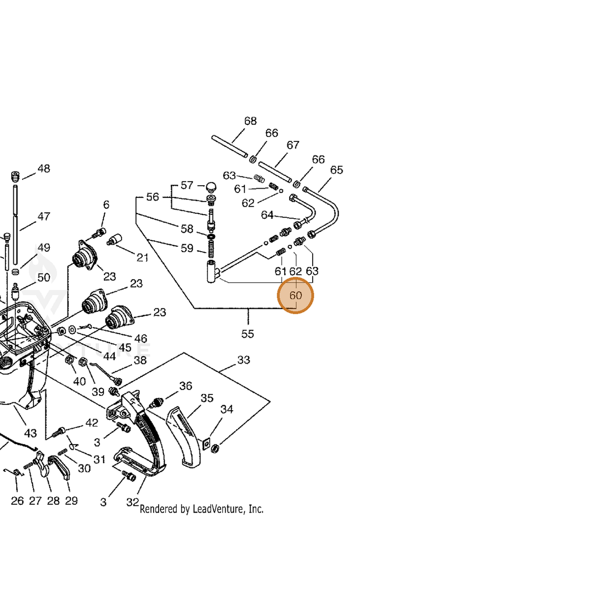 ECHO part 43710216430 — IPL diagram snippet (6x zoom, amber highlight)
