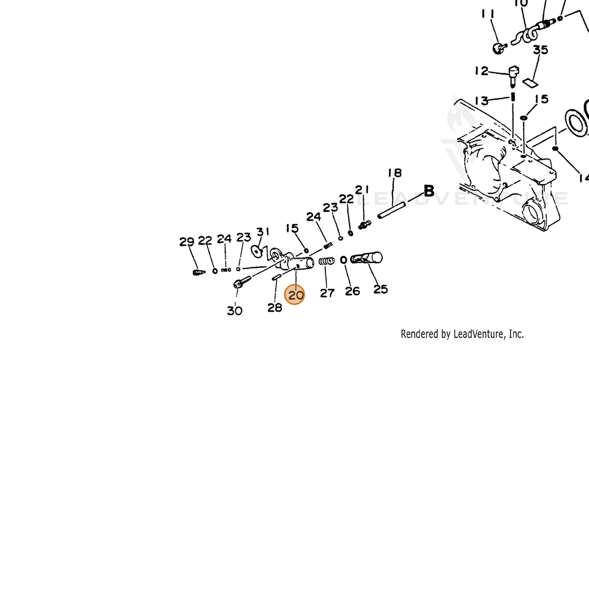 ECHO part 43711019831 — IPL diagram snippet (6x zoom, amber highlight)
