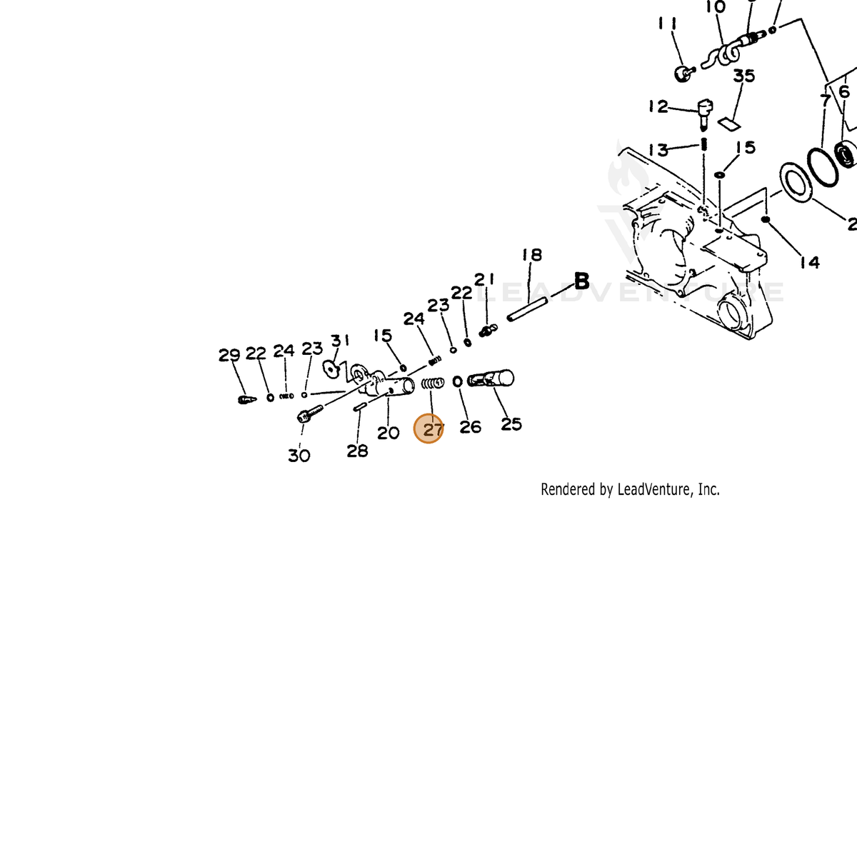 ECHO part 43711119830 — IPL diagram snippet (6x zoom, amber highlight)