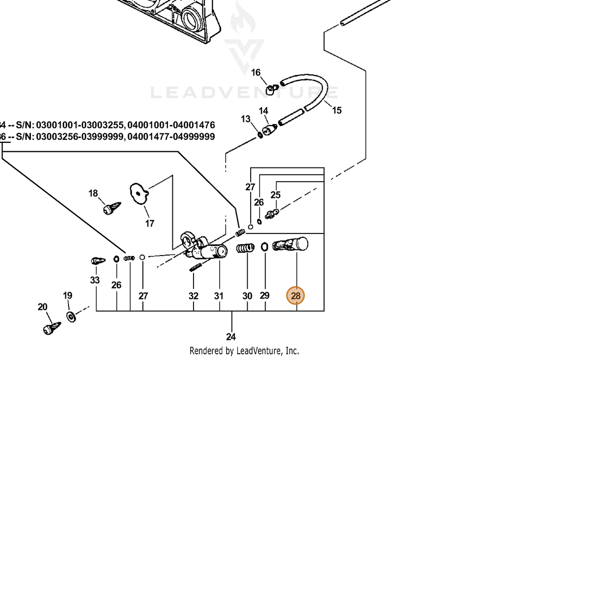 ECHO part 43711238731 — IPL diagram snippet (6x zoom, amber highlight)