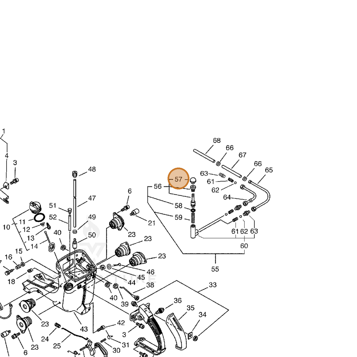 ECHO part 43711914731 — IPL diagram snippet (6x zoom, amber highlight)